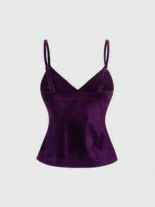ROMWE Goth Spring/SummervacationWomen's Vintage Sequin Embroidered Velvet Camisole - Purple - View 2