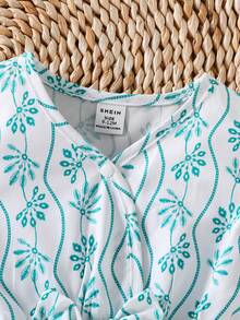 SHEIN 女婴可爱夏季碎花短袖连衣裙 母女亲子装（2 件套分开出售） - 彩色 - 查看 5