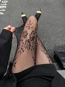 DAZY Women's Fashionable Sexy Lace Leggings - Black - View 6