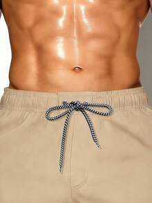 Manfinity KASUA Men's Drawstring Waist Cargo Pocket Casual Beach Shorts - Khaki - View 5