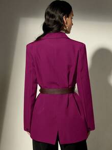 Aveloria Modichic Jaket Blazer Wanita Lengan Panjang Longgar dengan Kerah Lapel dan Dua Sabuk Pinggang - Hot Pink - View 2