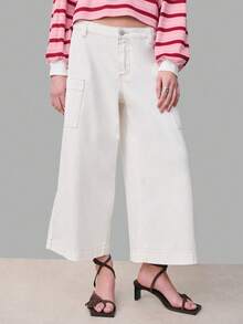 Nöista Quần culotte Bermuda ống rộng màu trắng, cạp trung bình, có túi bên hông, chất liệu denim trắng, chiều dài midi. Kiểu dáng thoải mái, thích hợp cho mùa xuân, hè, thường ngày, dự tiệc trang trọng, tiệc bể bơi, đi nghỉ mát. Phù hợp cho kỳ nghỉ, đi chơi sang trọng, đám cưới, tiệc tùng, lễ hội. - Màu be - Xem 4