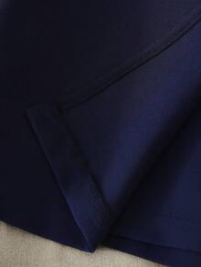 Franclia 新款时尚百搭优雅女士不对称下摆中长裙 - 藏蓝色 - 查看 3