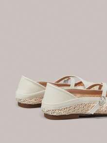 Styleloop Women Shoes Holiday Style Woven Shoes Noodle Belt Women's Flat Single Shoes Holiday Style Wear BOHO Wear American Retro Style Bohemian Style Western Style Music Festival Wear Party Wear Flat Women's Shoes - Apricot - View 5