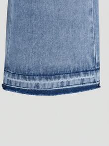 Tween Girls Light Blue Ripped Baggy Jeans,Y2K Grunge Style Loose Straight Leg Distressed Denim,Summer Back-To-School Fashion Casual Jeans For School - Medium Wash - View 5