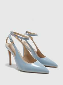 CUCCOO BIZCHIC Nuevos tacones altos de punta fina y versátiles para mujeres para Navidad - Azul claro - Ver 7