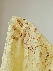 ZEYLAH Elegant Lace Patchwork Long Dress For Women - Yellow - View 7