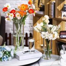 1个透明简约水培玻璃花瓶，适用于婚礼、客厅装饰、苔藓瓶礼品、生日、毕业典礼、家居装饰。 - 無色 - 查看 13