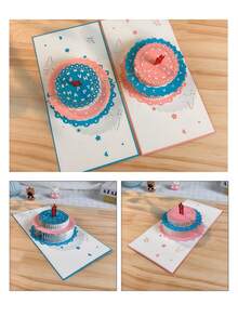 Zazumi 3D Pop Up Birthday Card - Laser Cut Cake Design, Elegant Greeting Card With Flowers, Handcrafted & Special Gift - multicolor - View 5