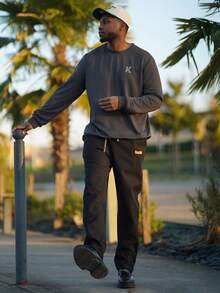 Heavens Edit 男士休闲加厚直筒裤，秋冬季时尚单品 - 黑色 - 查看 1