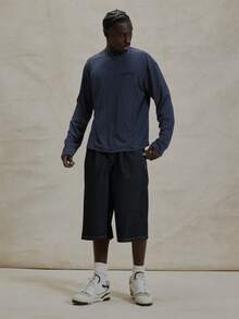 Musero 圆领长袖落肩宽松条纹T恤，春夏必备单品 - 藍色 - 查看 3