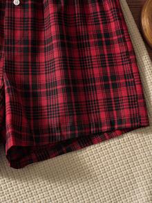 男士舒适休闲格子松紧腰柔软睡裤 - 彩色 - 查看 3