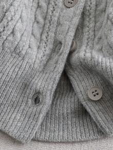 GlowEve Women's Heart Embroidery Short Sleeve Single-Breasted Casual Knit Cardigan - Grey - View 3