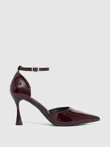 CUCCOO SZL Scarpe con tacco alto da donna, nuove per l'autunno, scarpe formali da donna con tacco a forma di calice di vino, eleganti tacchi a spillo in PU con materiale riflettente, altezza tacco 9,5 cm, sexy tacchi alti bordeaux, versatili e confortevoli, adatte per uso quotidiano, feste, Natale, San Valentino, appuntamenti e altre occasioni - Bordò - Visualizzare 7