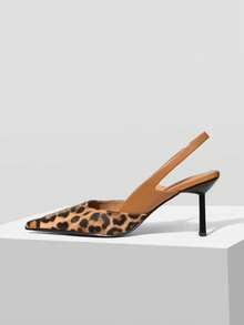 Mnmlis 女士尖头高跟鞋，新款小众品牌黑色优雅法式细跟鞋，女士包头鞋，夏季新款法式时尚明星风鞋履 - 豹紋 - 查看 2