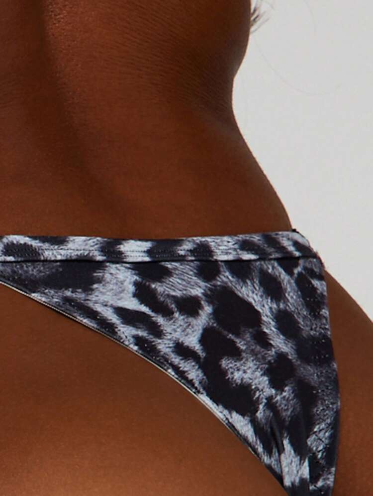 MISSGUIDED Leopard Print High Waisted Cheeky Coverage Brief Panties With Thin Side Straps Comfortable Everyday Underwear For Women