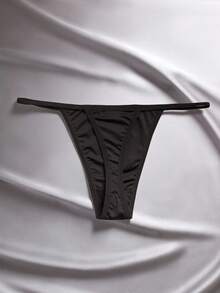 EmpressEnvy Women Black High Stretch Fabric Thongs Casual Panties - Black - View 2