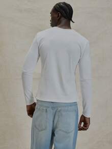 Musero Slim Muscle Style Fit Long Sleeve Slight Neck TShirt Basics Plain Top Essentials Capsule Wardrobe Layering Spring&Summer - White - View 2