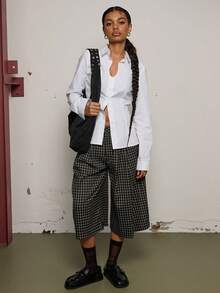 COUREZ Women Shorts - Black and White - View 2