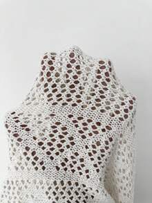 SHEIN Elenzya Women's Elegant Hollow Out Flared Knit Pants - Beige - View 7