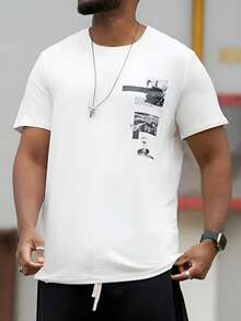 Heavens Edit 男士卡通人物与口号印花圆领短袖休闲 T 恤 - 白色 - 查看 6