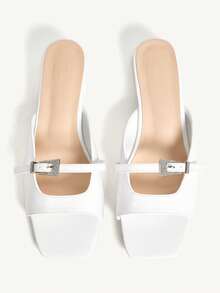 CUCCOO CHICEST Women's Square Toe Buckle Design Casual Fashion Chunky Heel Sandals - White - View 2