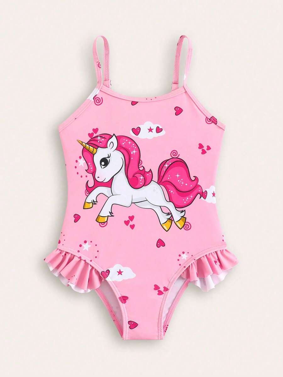 SHEIN Young Girl New Style Fashion Positioning Printed Camisole One-Piece Swimsuit Summer Holiday - Multicolor - View 1