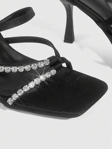 CUCCOO SZL Women's Solid Color Square Toe Elegant High Heel Sandals, Summer Summer Shoes - Black - View 6