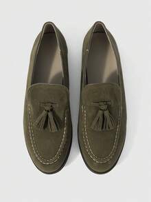Sleekvia Sepatu Loafer Datar Kasual Serbaguna untuk Perjalanan, Dekorasi Rumbai, Cocok untuk Hari Valentine - Dark Green - View 2