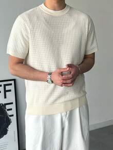 DAZY Men's Casual Solid Beige Commuter T-Shirt, Summer - Beige - View 8