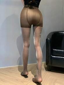 DAZY Quần legging lưới nữ kiểu dáng thường ngày, mùa thu - Cà phê nâu - Xem 2