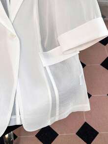 GlowEve 女士纯色简约休闲长袖薄款西装外套 - 白色 - 查看 5