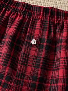 男士舒适休闲格子松紧腰柔软睡裤 - 彩色 - 查看 5