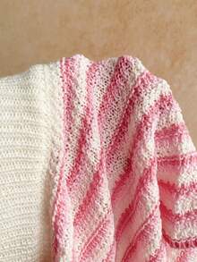 Soleia 2pcs Women Striped Knit Casual Hollow-Out Fashion Tube Top & Sweater Set - Pink - View 6