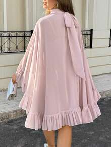 Lounesse 大码女式两件套连衣裙，时尚休闲粉色连衣裙 - 粉色 - 查看 5