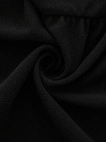 Lounesse 大码女式V领荷叶边短袖T恤，弹力修身舒适百搭，适合日常穿着，春夏款 - 黑色 - 查看 7