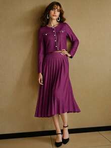 ZEYLAH Chaqueta elegante de mujer con decoración de cadena - Morado - Ver 5