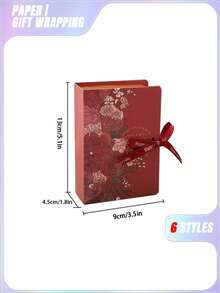 5/10Pcs Book Shape Gift Box With Ribbon Paperboard Candy Chocolate Present Packaging Box For Party, Wedding, Birthday, Valentine's Day, Valentines Wedding, Birthday - Multicolor - View 2