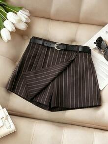 Franclia Women's Casual Shorts With Attached Skirt, Versatile - Brown - View 1