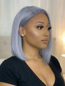 Ren Trong Suốt Màu Xám Tóc Giả Bob Tóc 13*4 Ren Mặt Trước Bộ Tóc Giả Màu Bạc Tóc Tóc Giả Trước Nhổ dành Cho Nữ - SGray - Xem 2