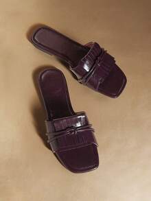 Rosivie Women's Fashion Versatile Tassel Twist Flat Sandals - Burgundy - View 3