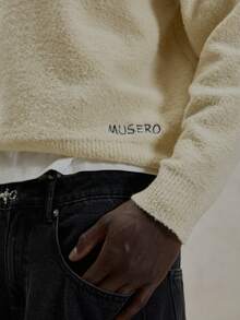 Musero Mohair Long Sleeve Button Through Polo Style Moahir Knit Jumper Branded Embroidery Detailing Spring Summer Essentials - Apricot - View 6