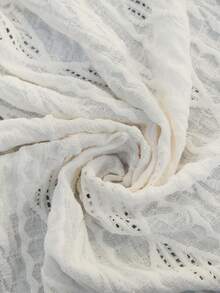 Lounesse 大码女式纹理面料开襟系带杏色短袖T恤，修身款 - 杏色 - 查看 7