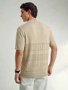 Manfinity Homme Herren einfarbiges minimalistisches gestricktes Kurzarmoberteil - Khaki - Übersicht 2