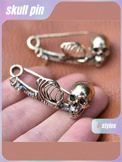 1pc Vintage Skull Brooch, Dark Gothic Brooch, Clothing Waist Closure Accessories, Jewelry. Best Gifts Birthday Graduation Home Decor Halloween Decor Fall Decor Room Decor