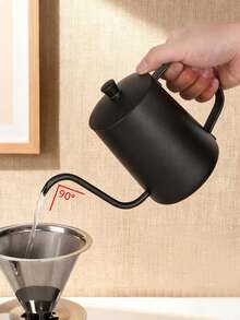 1个304不锈钢手冲咖啡壶，加厚壶身带盖，长嘴鹅颈壶，滴滤咖啡壶，咖啡机配件，厨房油壶，客厅装饰，工艺礼品 - 不鏽鋼咖啡壺 - 查看 3