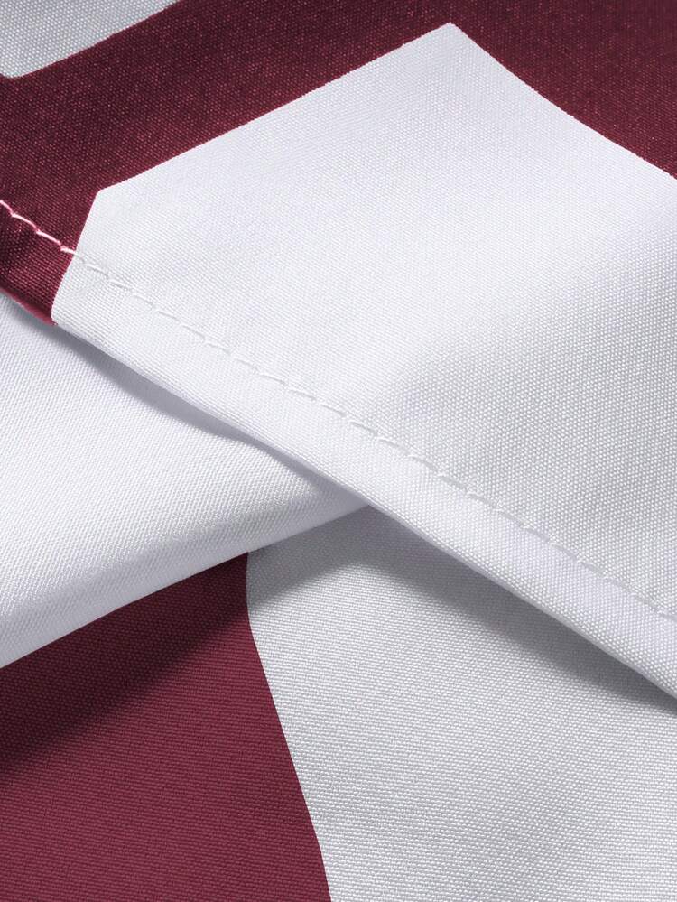 Manfinity Homme Men's Geometric Print Single-Breasted Casual Short Sleeve Shirt - Red and White - View 6