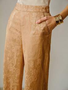 ZEYLAH Quần ống rộng dáng rộng thoải mái cho nữ, mặc đi làm và mặc hàng ngày - trái cam - Xem 5