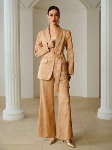 ZEYLAH Quần ống rộng dáng rộng thoải mái cho nữ, mặc đi làm và mặc hàng ngày - trái cam - Xem 7