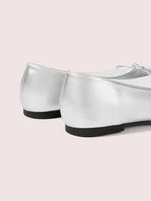 CUCCOO DOLLMOD French Round Head Soft Sole Hollow Ballet Shoes Women's Fashion Women Wear One Pedal Comfortable Soft Sole Low Vamp Temperament Velvet Versatile Flat Sole Shoe Valentine's Day - Silver - View 9
